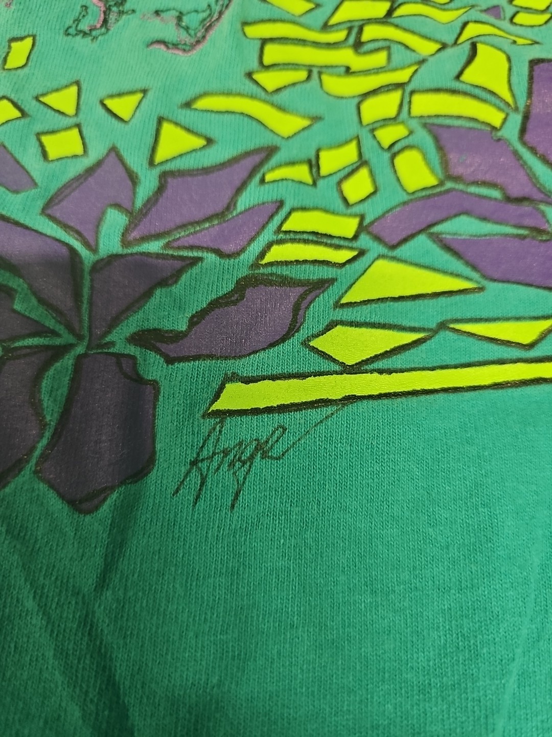 VTG Artist Ange Shirt Mens XL Tiger 90s TEAL GREEN AND PURPLEN gallery