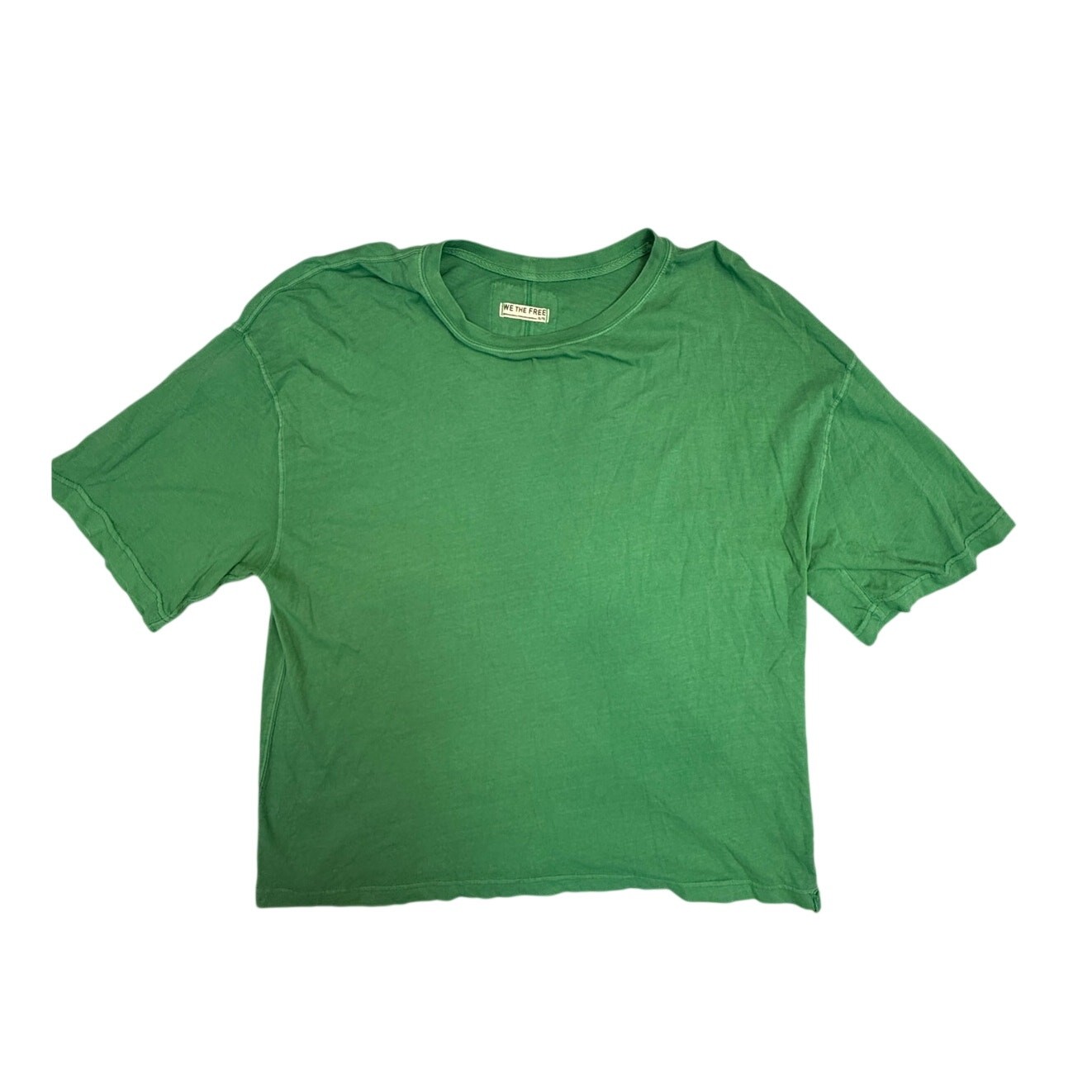 We The Free Free People Quilted Top Mens XL Green Oversized Crewneck Pullover gallery