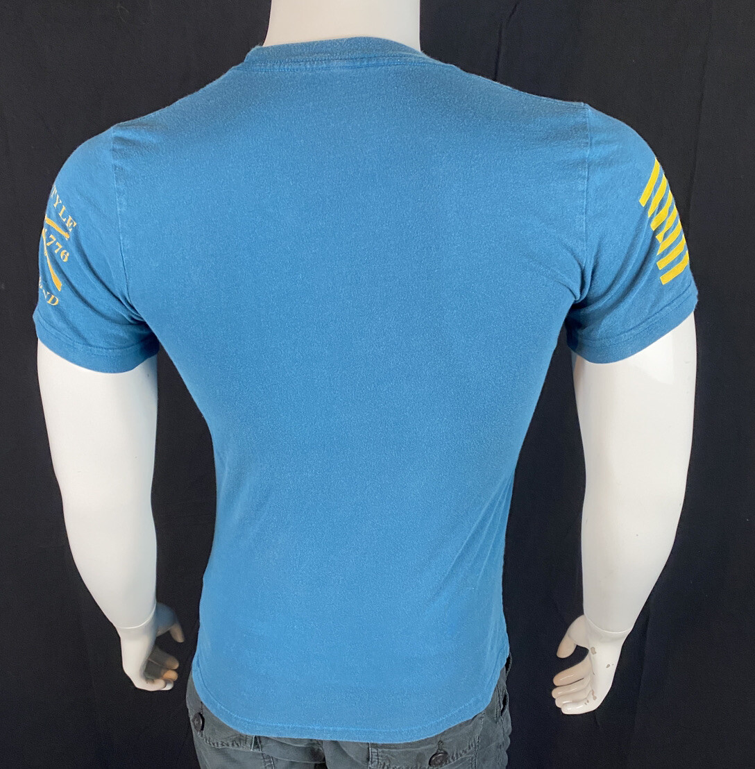 Grunt Style "Fly Atomic Airlines" Blue Front Graphic T Shirt, Men's Size Small gallery