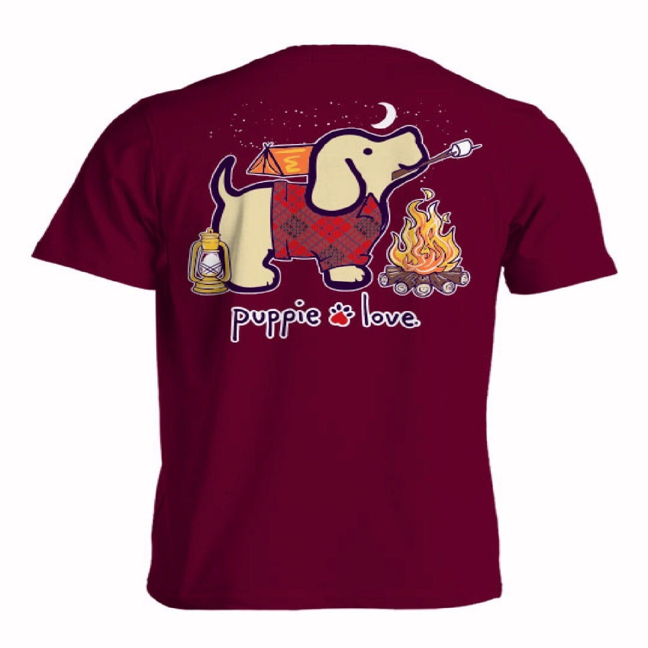 Puppie Love Dog Camping Pup Toasted Marshmallows Short Sleeve T-Shirt NEW gallery