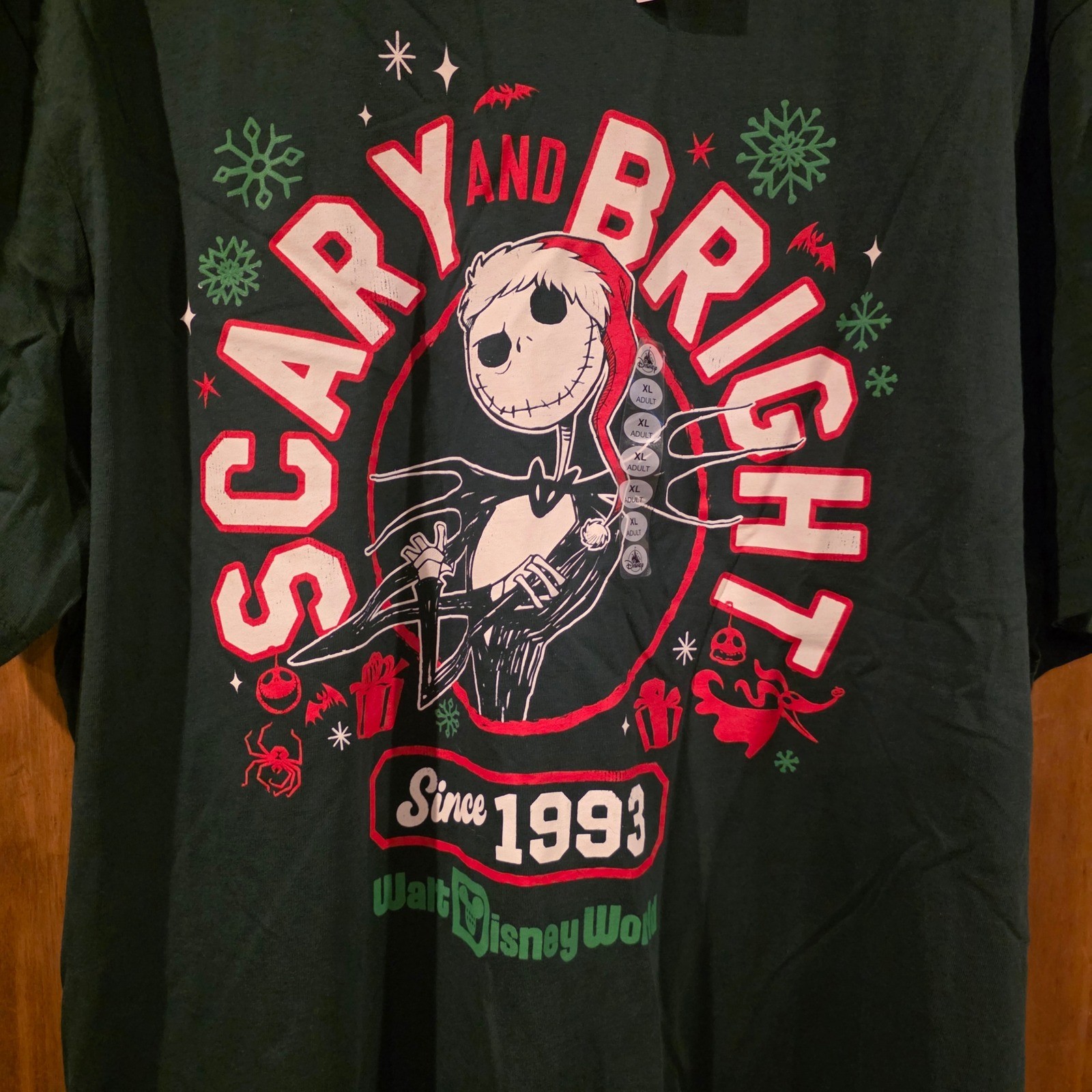 Disney T-Shirt Mens XL Green New Nightmare Before Christmas Scary and Bright Tee gallery