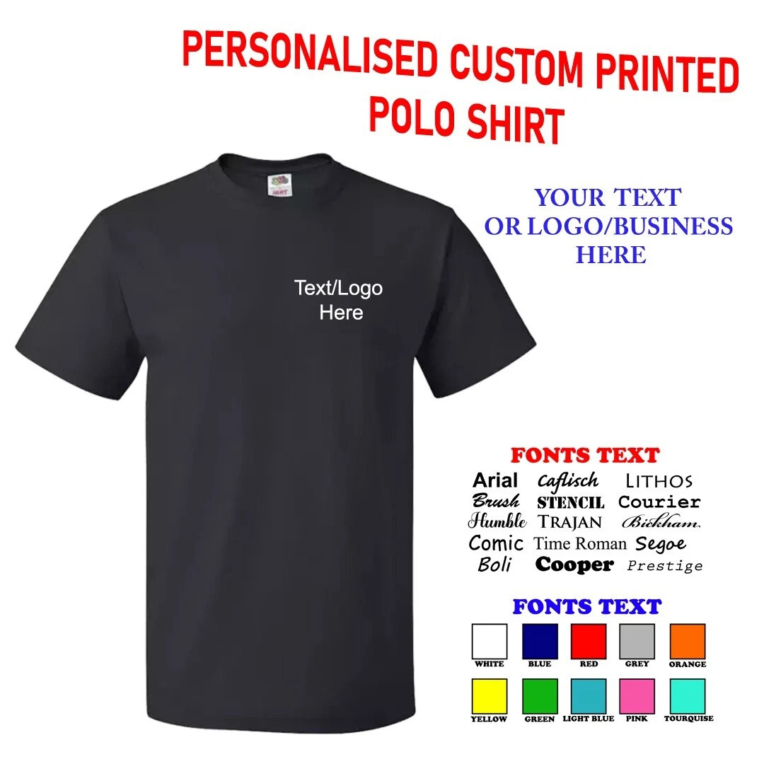 Personalised Custom Printed Crew Neck T-Shirt Work Wear Uniform Event Text Logo gallery