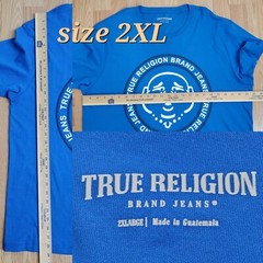 True Religion short sleeve tee shirt buddha face design graphic Victoria blue