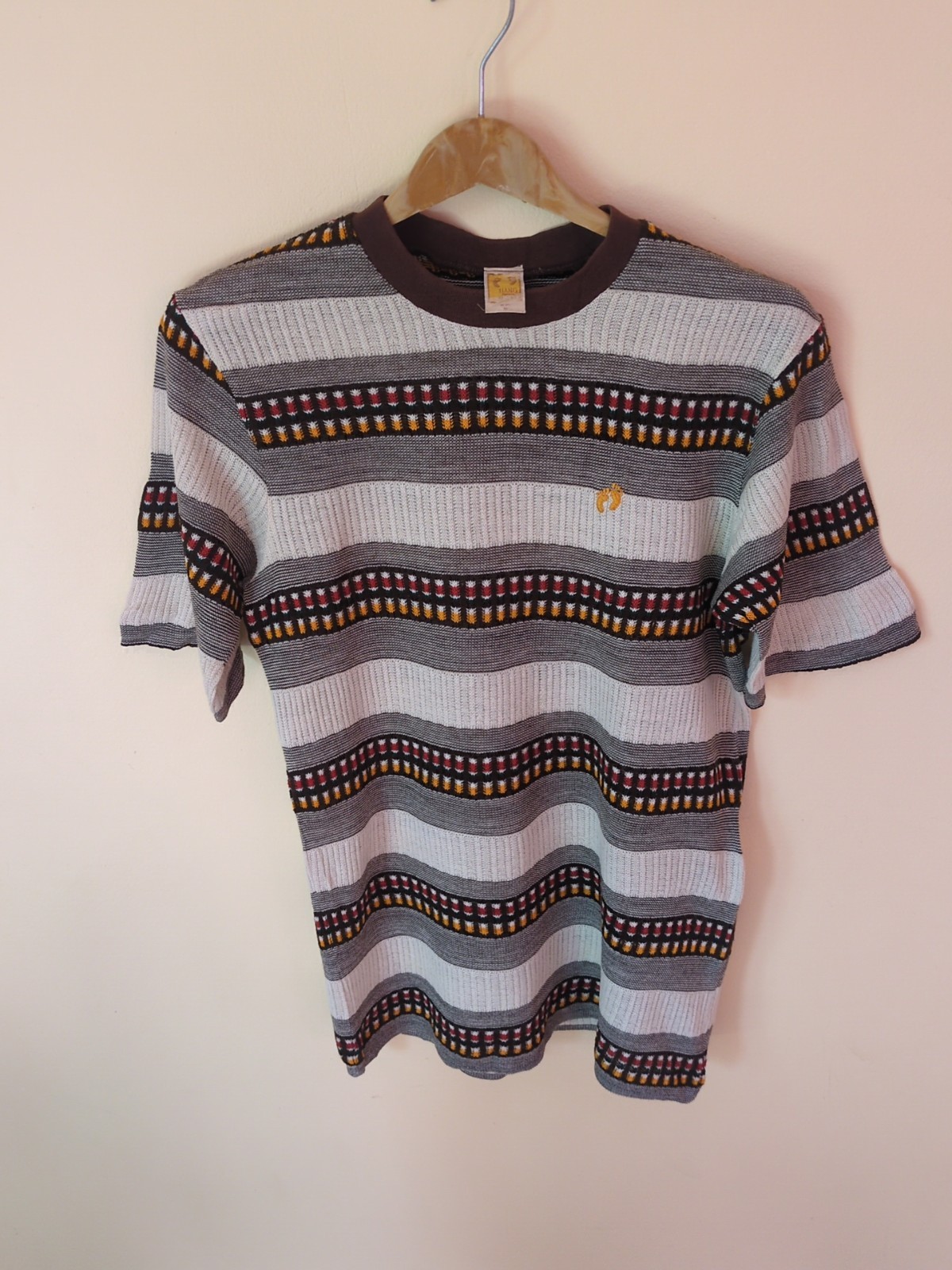Vtg 70s Hang Ten Striped Knitted T Shirt Surf Skateboard California Beach USA