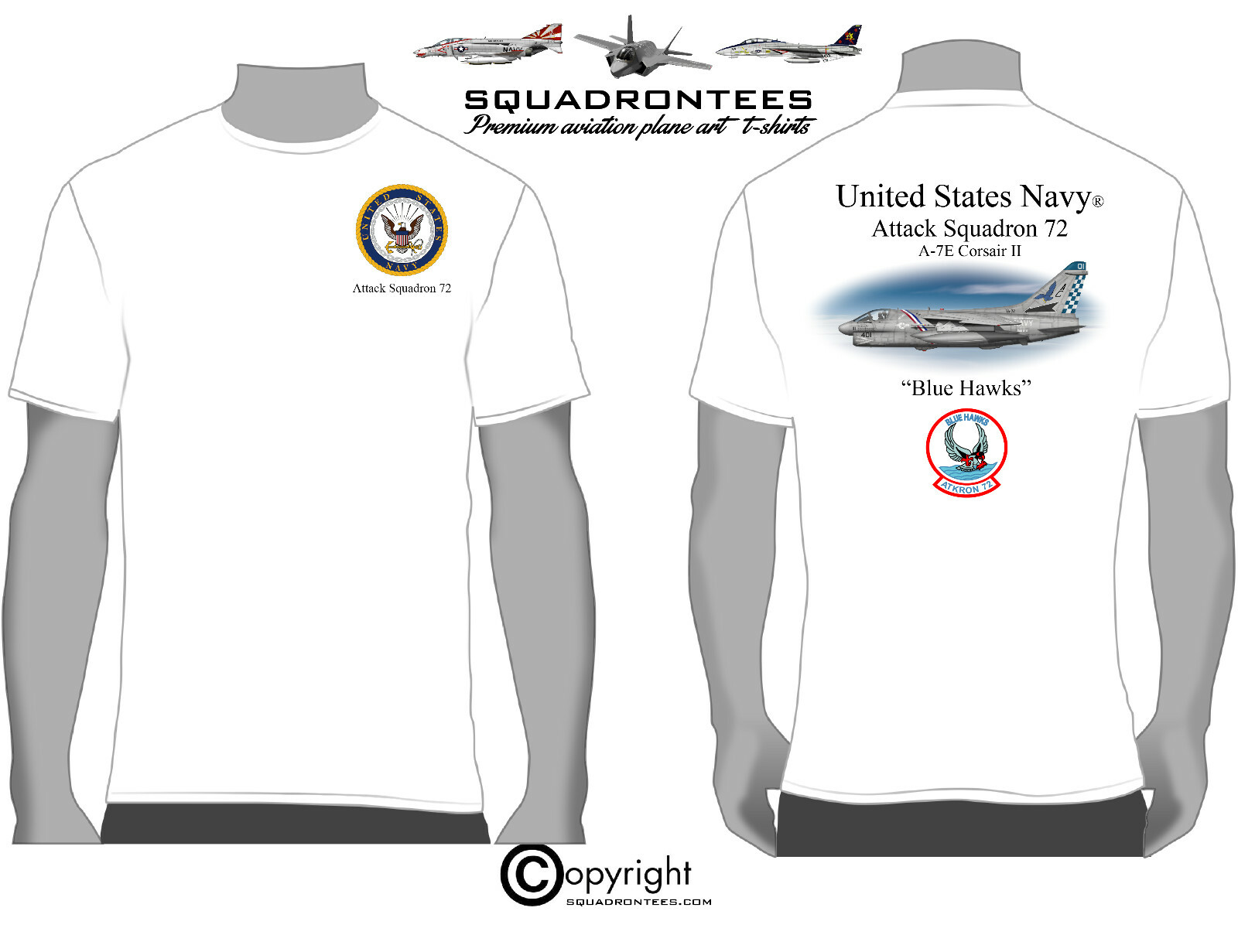 VA-72 A-7 Corsair II Bluehawks Squadron T-Shirt D4 – USN Licensed Product