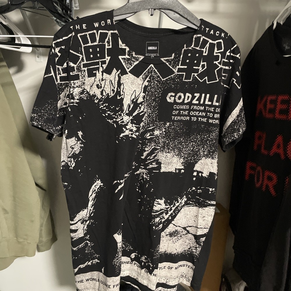 Godzilla Full Print Graphic Vintage T-shirt (Large)
