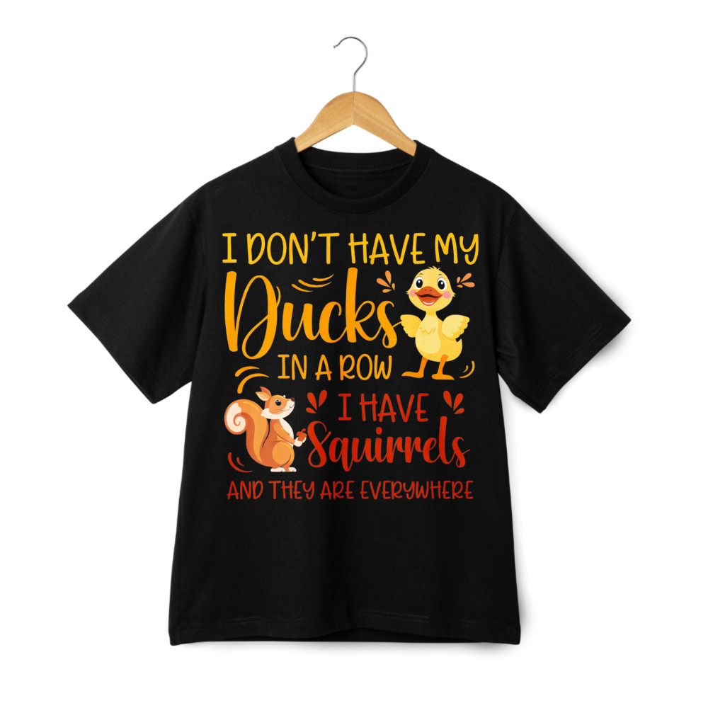 Ducks & Squirrels Everywhere Print T-Shirt, Humorous Animal Casual Tee gallery