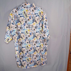 Murano Button Down Collared Nautical Theme Stamp XLT Short Sleeve Mens Shirt
