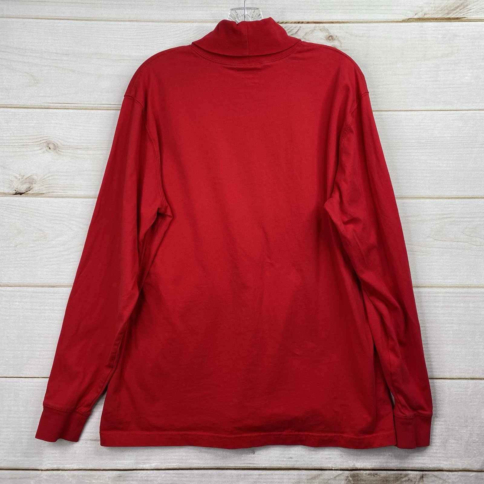Lands’ End Long Sleeve Turtleneck Shirt Mens L 42/44 Super T Red Classic Holiday gallery