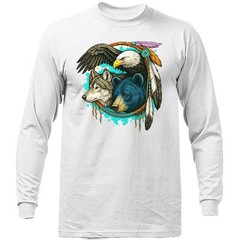 Native American-Inspired Eagle Bear Wolf Dreamcatcher Animal Long Sleeve Shirt