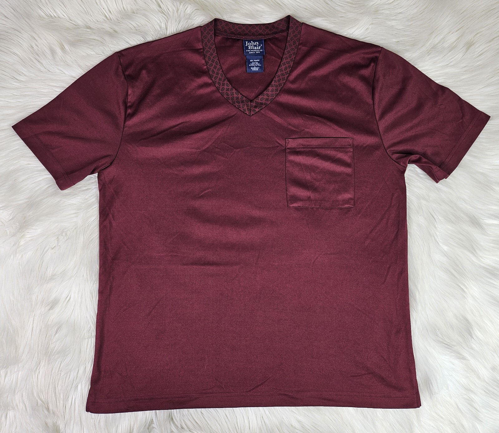 JOHN BLAIR FINE MENSWEAR V NECK STRETCH MAROON PAISLEY COLLAR (L) gallery