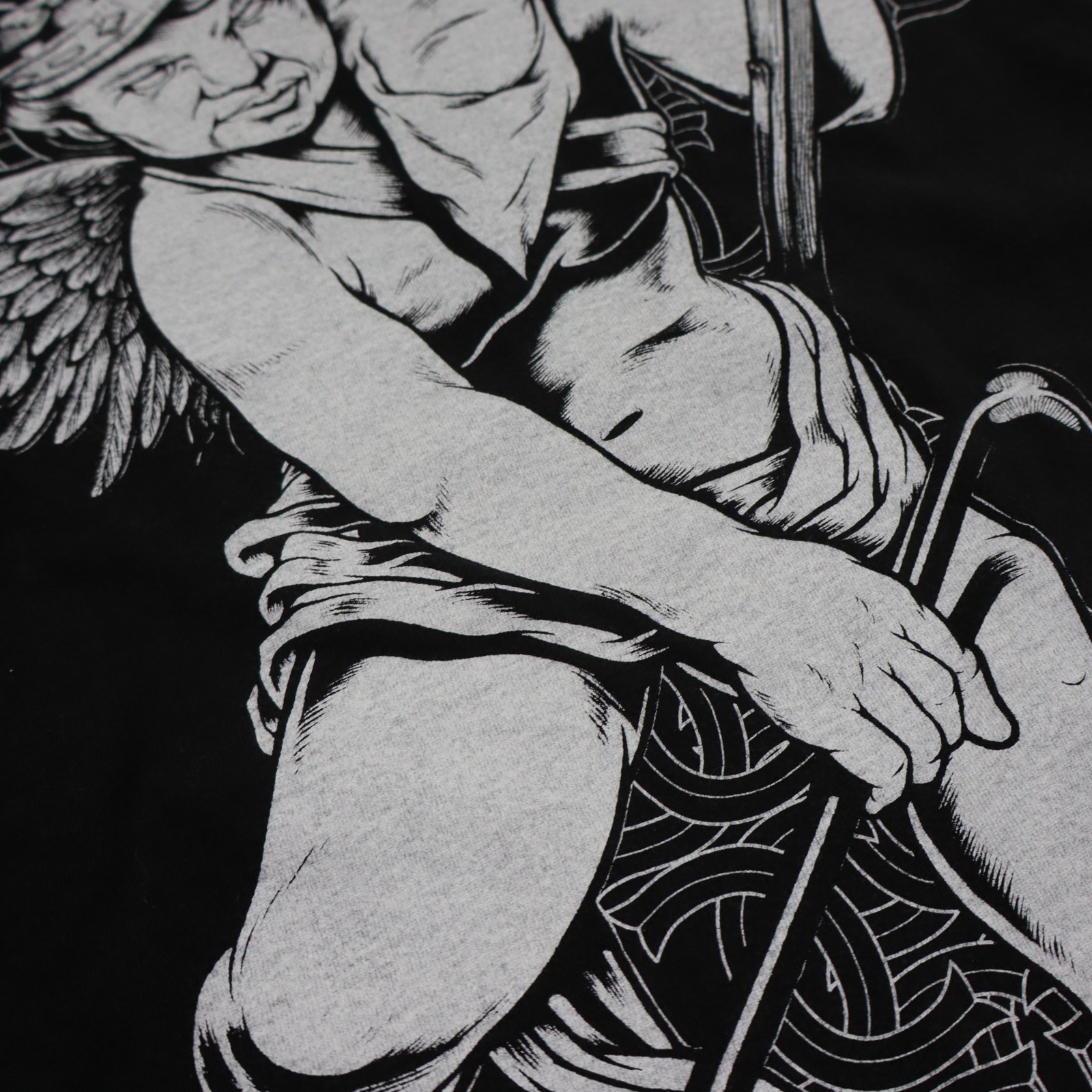 Vintage Crooks & Castles Illuminati Angel T-Shirt Mens XL/L Black Cross Weapons gallery