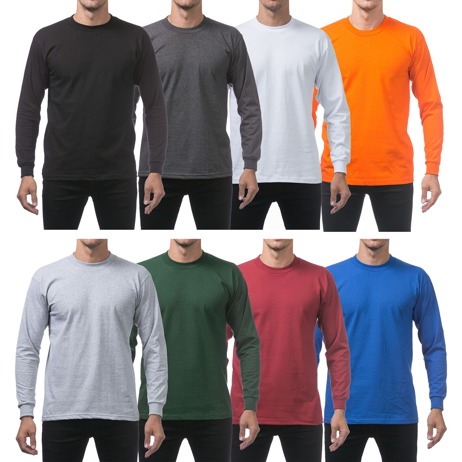 Pro Club Men's Heavyweight Cotton Long Sleeve Crew Neck T-Shirt gallery
