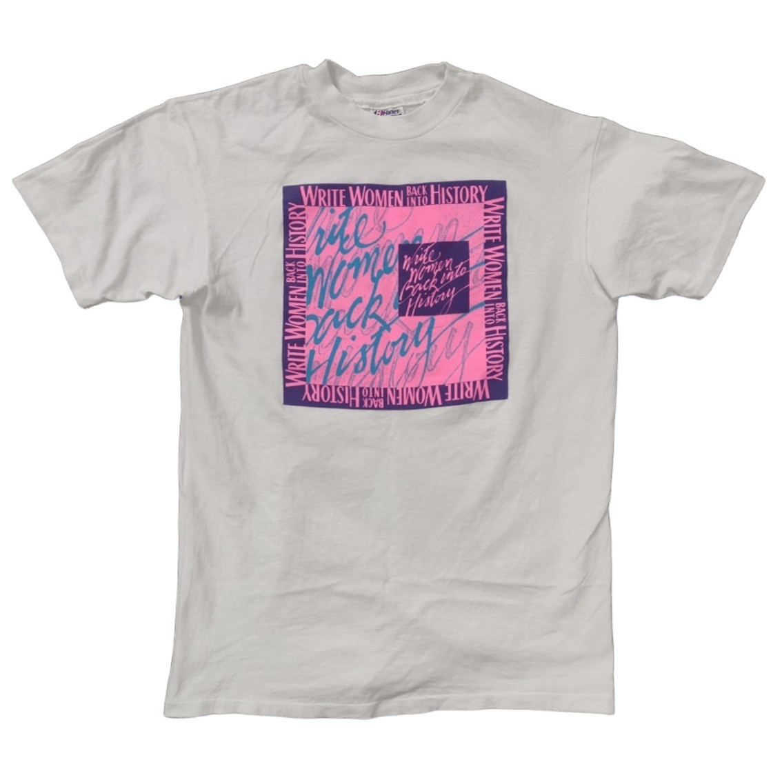 Hanes Unisex L 42-44 Beefy-T Vintage “Write Women Back Into History” Graphic Tee