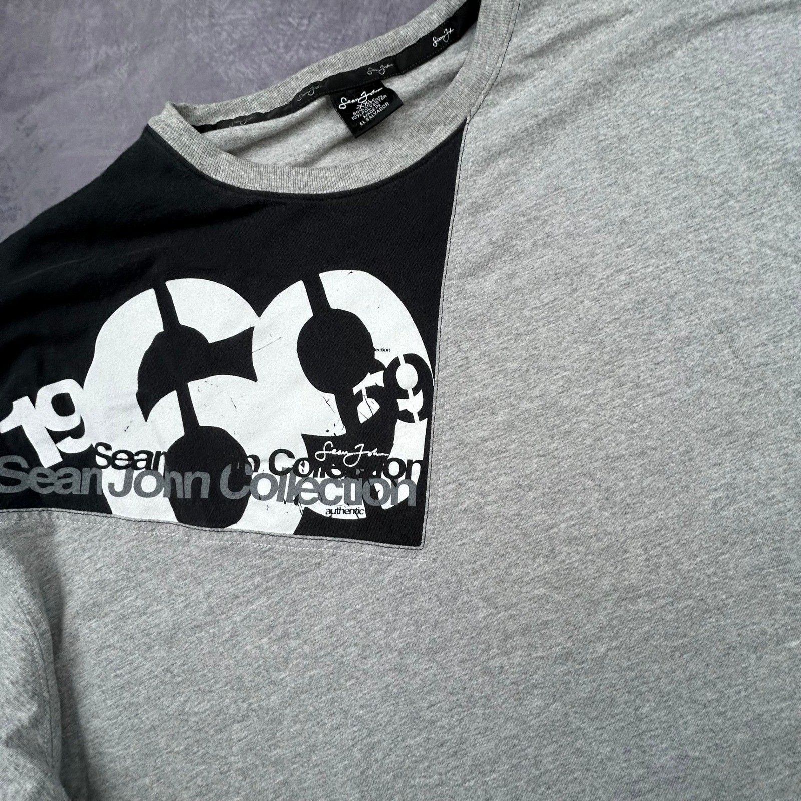 Sean John Collection Vintage Y2K Graphic T-Shirt Grey Black XXL Boxy Streetwear gallery