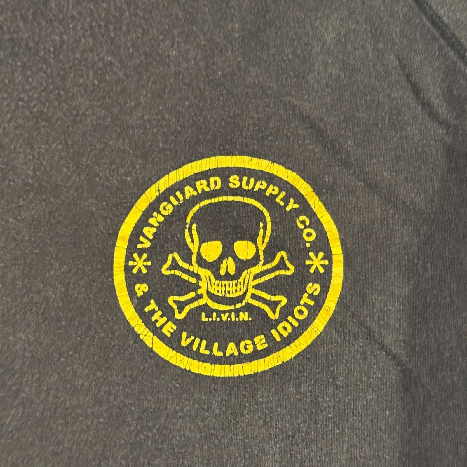 Vanguard x Village Idiots Long Sleeve T-Shirt XL Dark Grey Skull Crossbones gallery