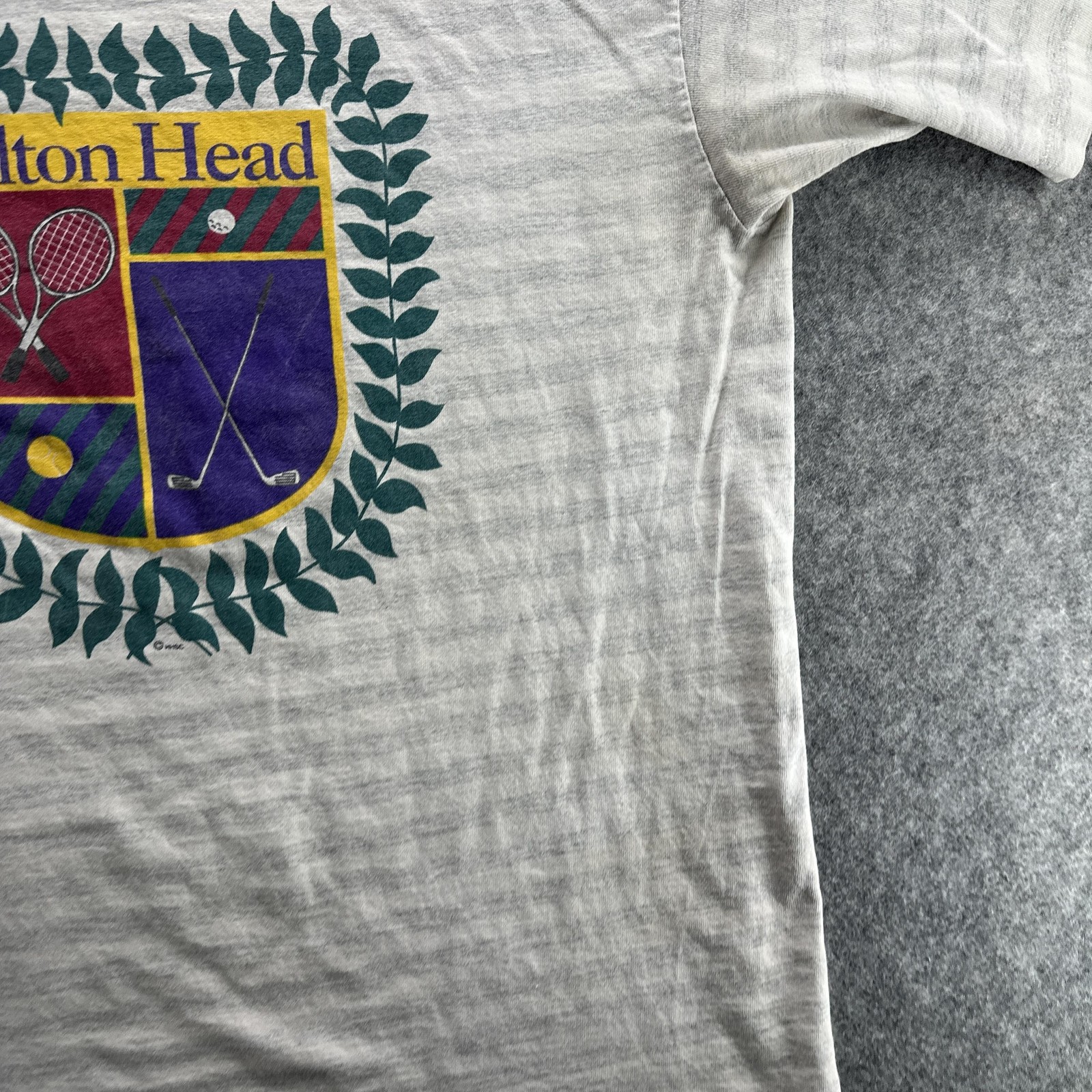 Vintage Hilton Head Resort Shirt Mens Large Gray Tennis Golf Crest USA 90s gallery