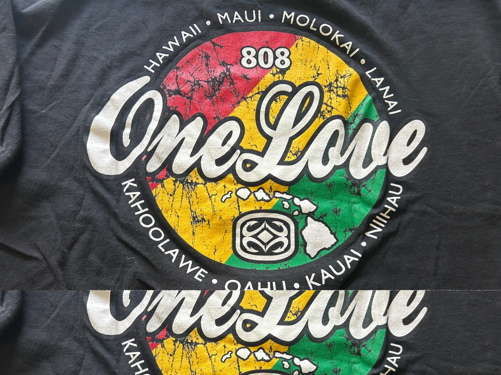 MAUI BUILT 808 ONE LOVE DISTRESSED 2XL BLK SHORT SLEEVE T SHIRT.SEE DESCRIPTION gallery