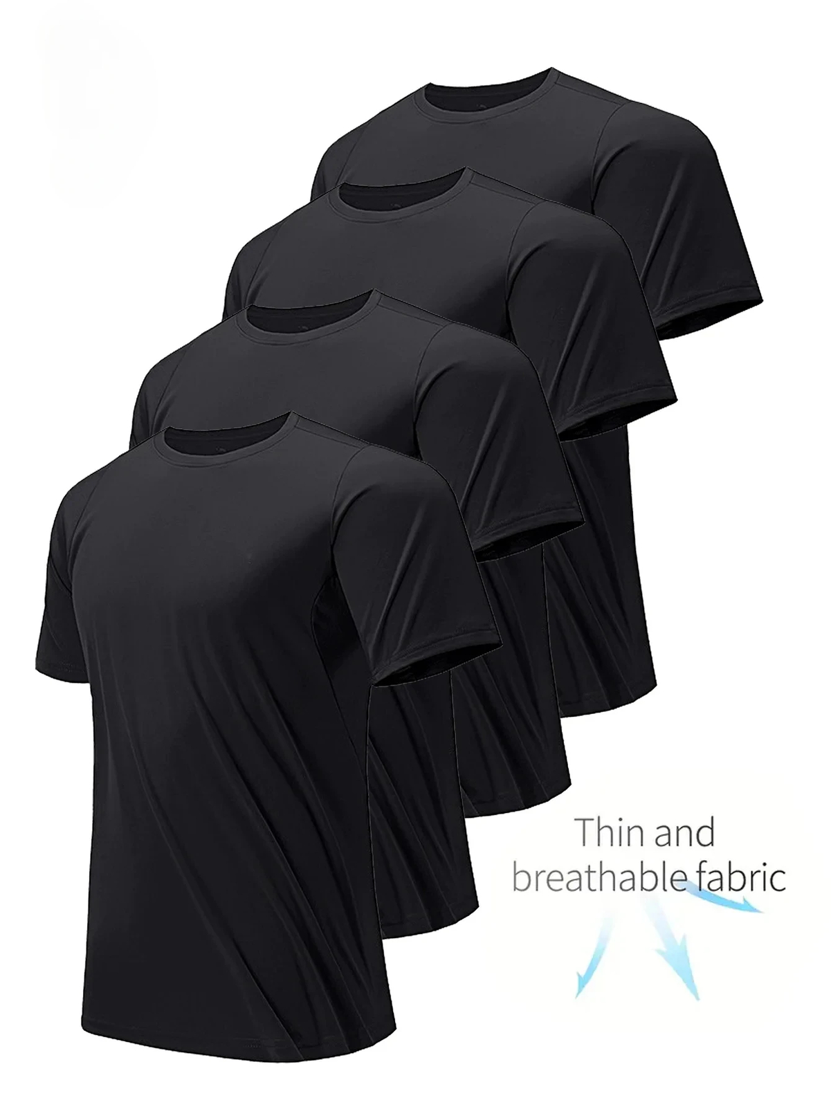 4-Pack White black Men’s T-Shirt Thin Solid color Quick Drying Breathable