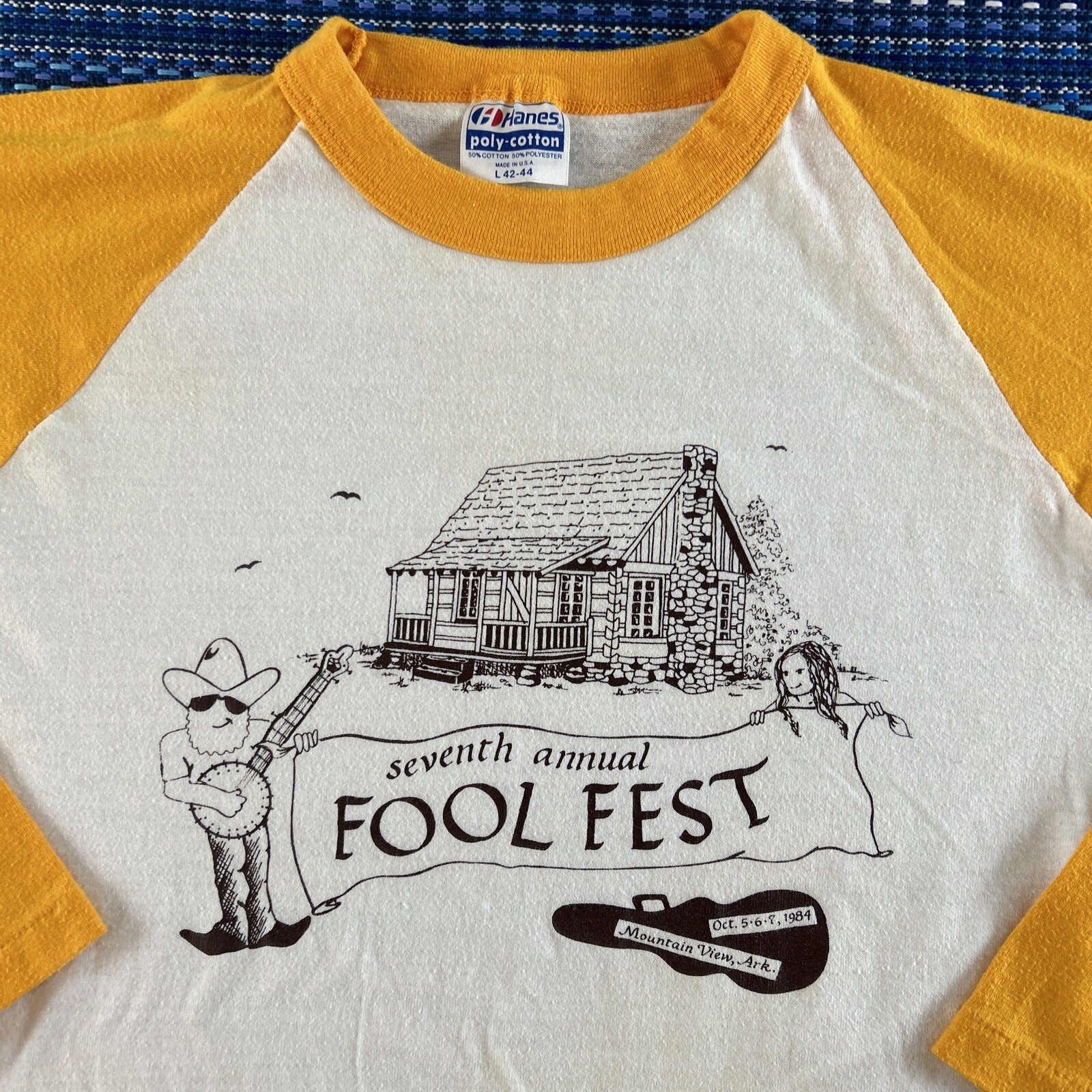 VTG 80s Fool Fest Shirt Mens Large White Hanes 1984 Mountain View Arkansas #7054