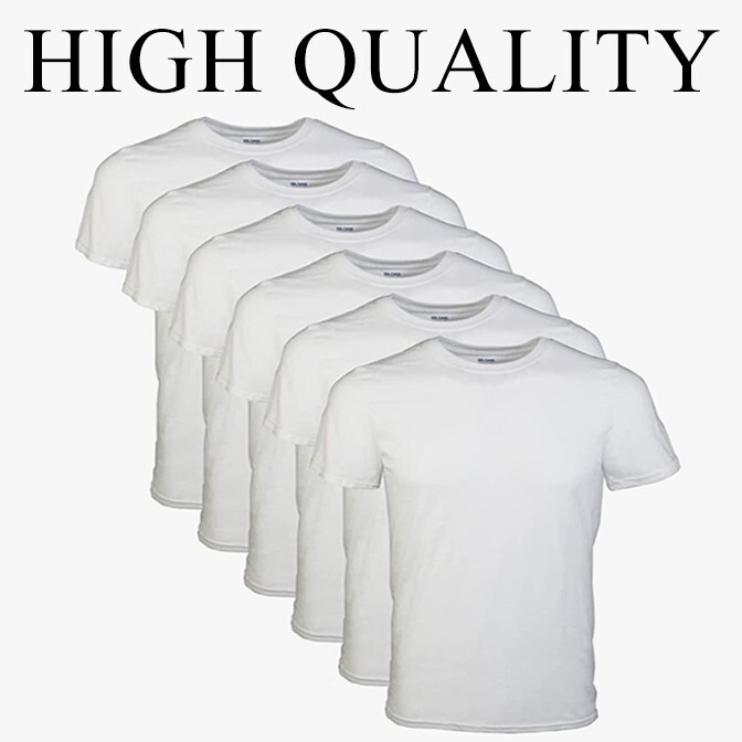 White T-Shirts Size Large 6-Pack Men’s Crew T-Shirts