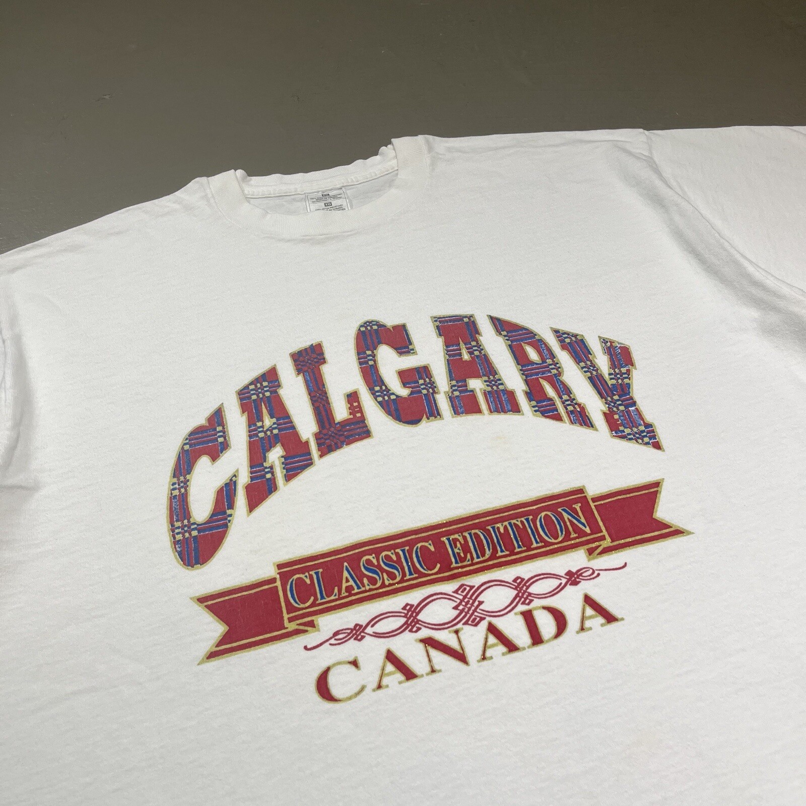 Vintage Calgary Canada T Shirt XL 90s Souvenir Travel Location Fruit Of Loom SS gallery