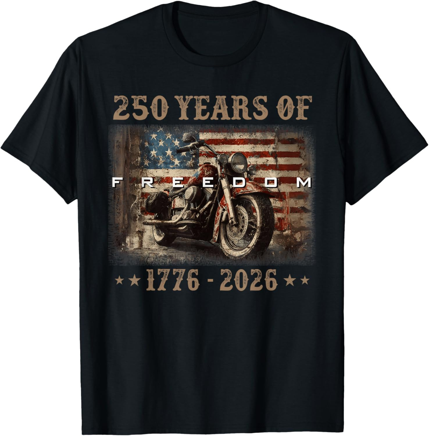 250 Years of Freedom 1776 US Flag Motorcycle Patriotic Biker T Shirt gallery