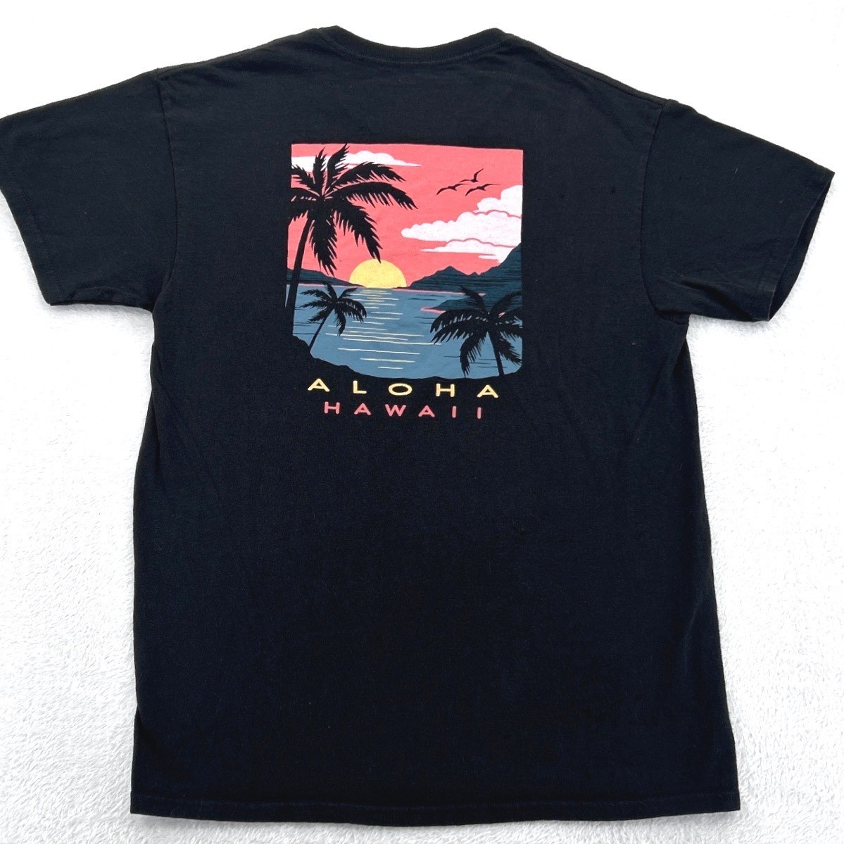 Aloha Hawaii Tropical Graphic Mens T-Shirt Medium Black Short Sleeve Tee Beach gallery
