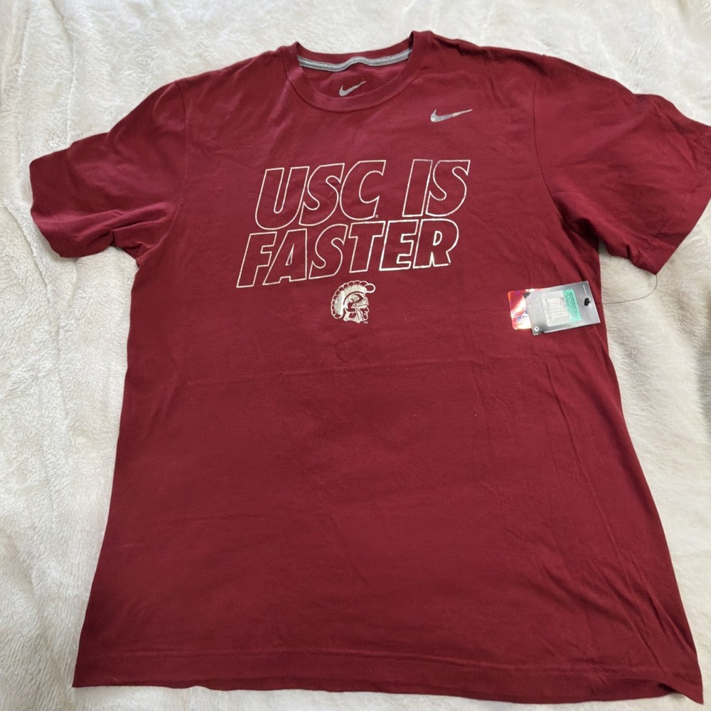 USC Trojans Nike College Rivalry Fast Is Faster Chrome Foil Tee Shirt Crimson