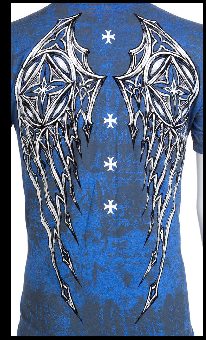 ARCHAIC by AFFLICTION Blue Grey STONE RANGER Short Sleeve Slim Fit T-shirt NWT gallery