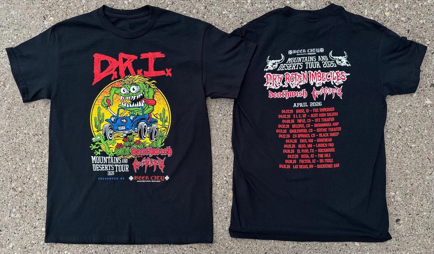 2 Sides 2026 Tour Dirty Rotten Imbeciles D.R.I. Shirt Black S-5XL 1V1216
