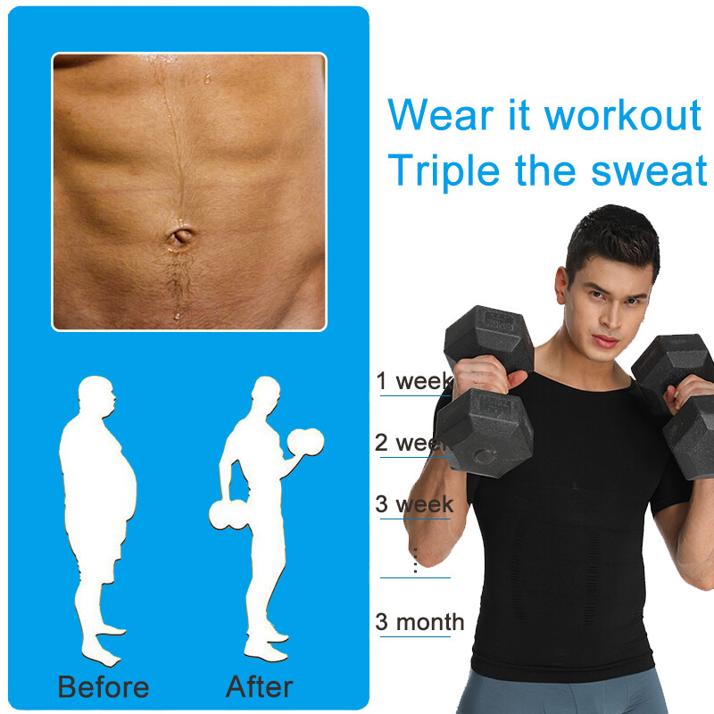 Mens T-Shirt Body Shaper Vest Abs Abdomen Slimming Compression Fitness Shapewear gallery