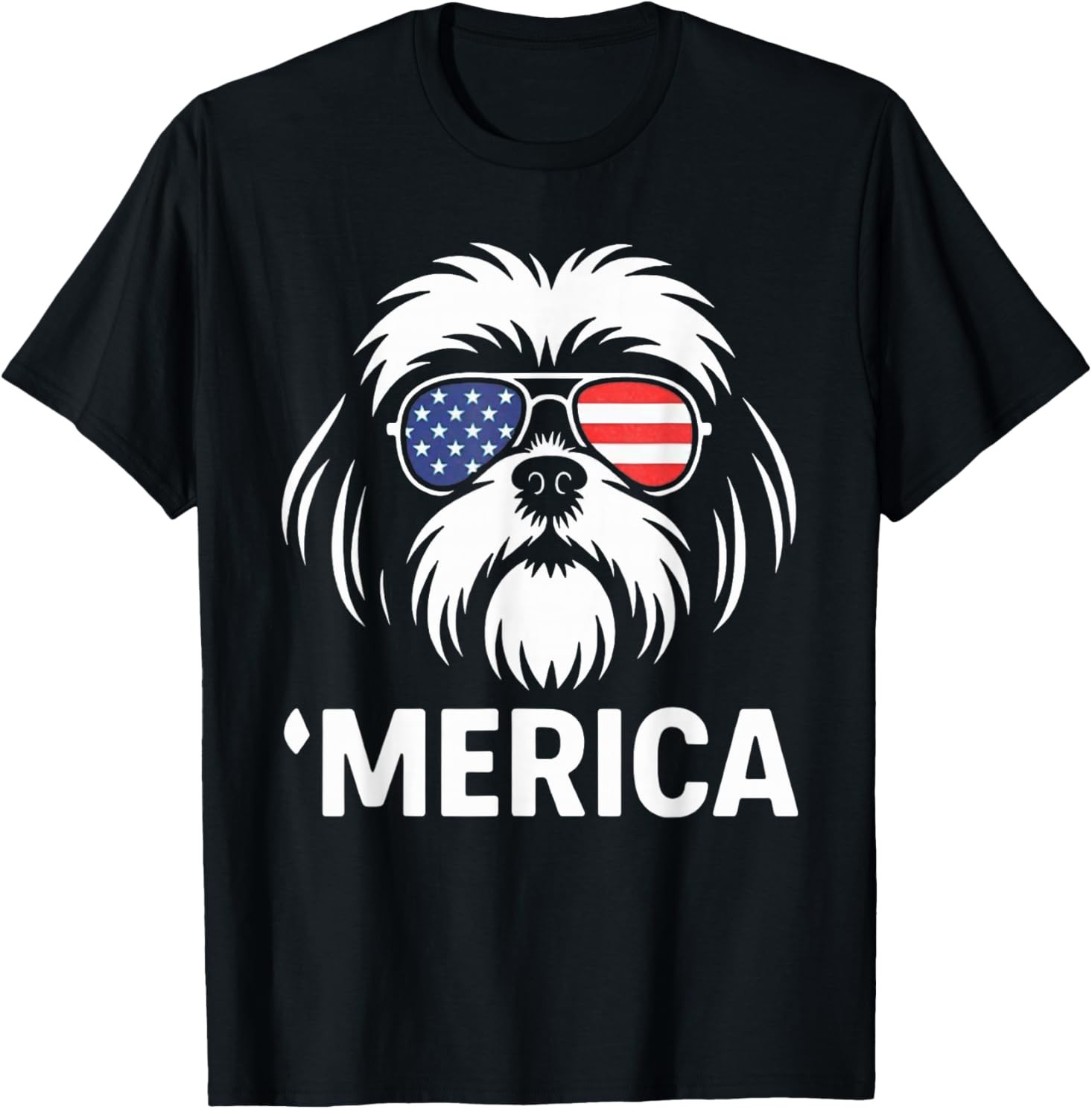 Shih Tzu Dog ‘Merica Patriotic 4th of July American Flag T-Shirt