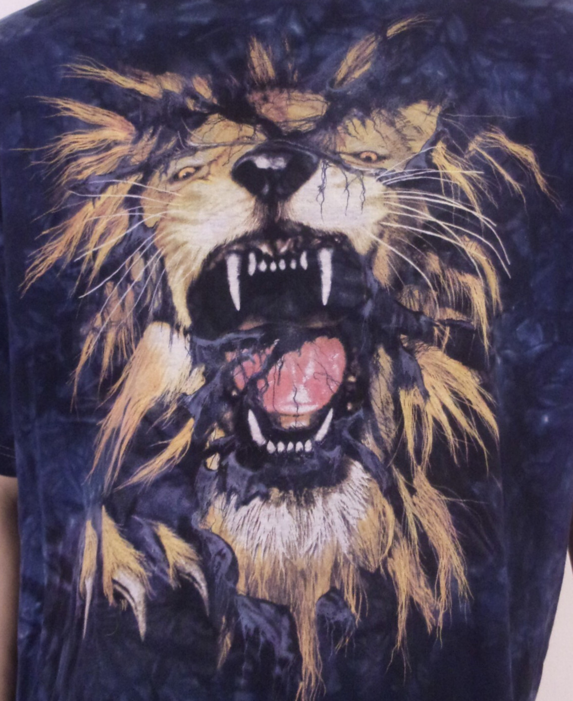vintage 90s 00s Y2K The Mountain Tie Dye Lion Big Face T-Shirt Animal SZ 1X BIG
