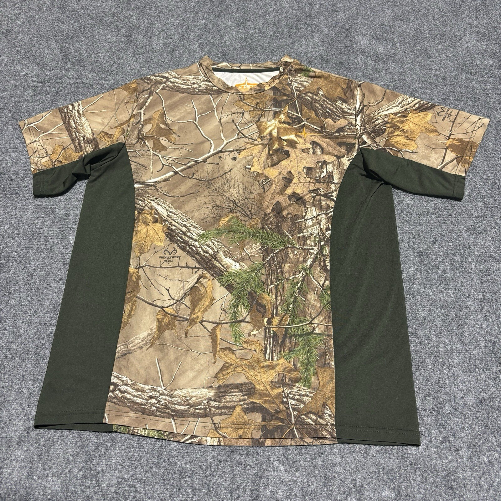HABIT Shirt Mens Medium Green Short Sleeve Polyester Realtree Fishing Camouflage