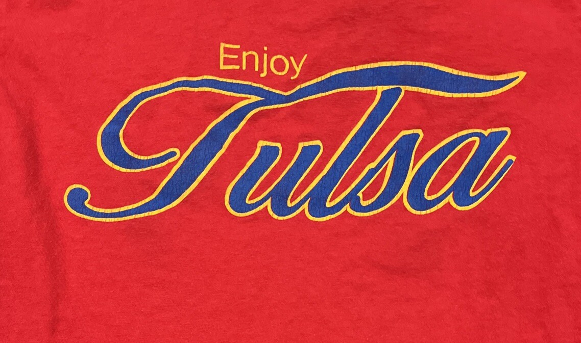 Stedman Enjoy Tulsa Graphic Print T Shirt Men’s Medium Red Cotton Single Stitch gallery