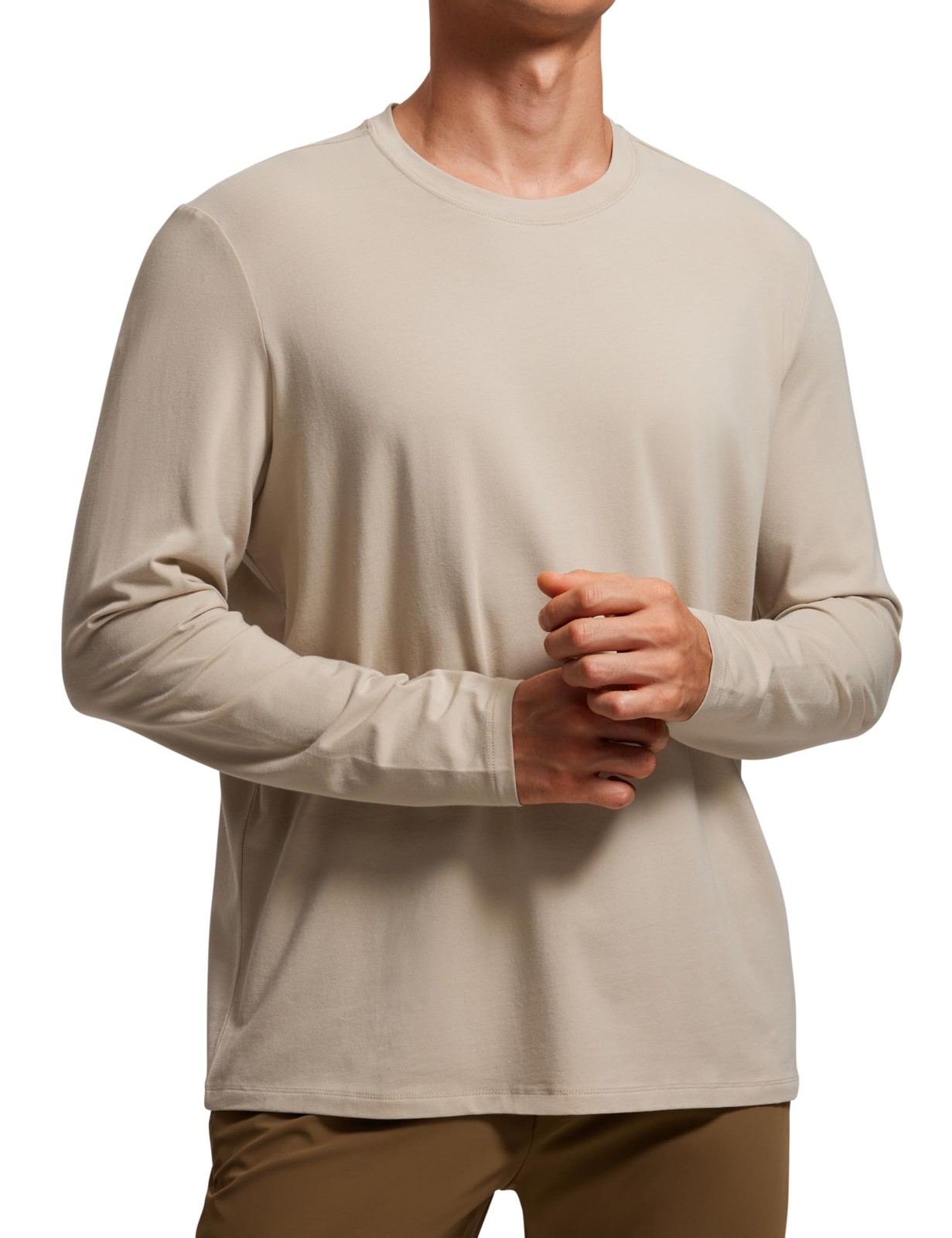 Pima Cotton Long Sleee Shirts for Men – Casual Crewneck T-Shirts Breathable W…