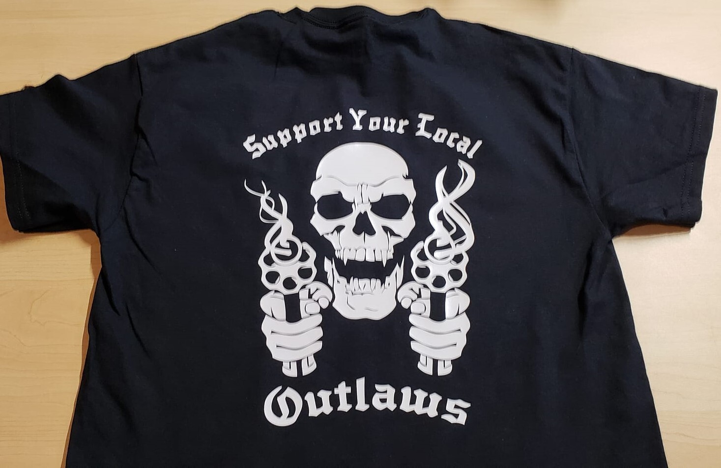 2 Sided Support your local Outlaws Biker Motorcycle MC t shirt outlaw Skull gallery