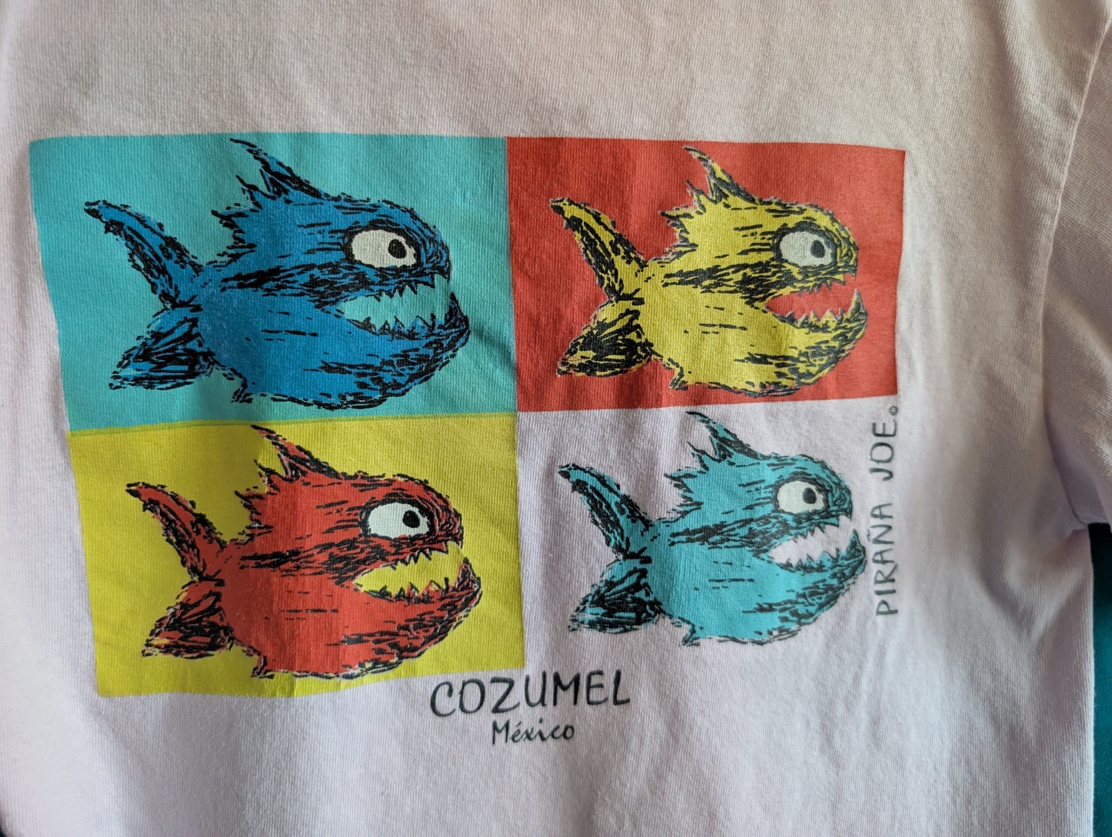 Piraña Joe Cozumel Tee S Pink Pop Art Graphic Shirt Funny Tropical Fish gallery