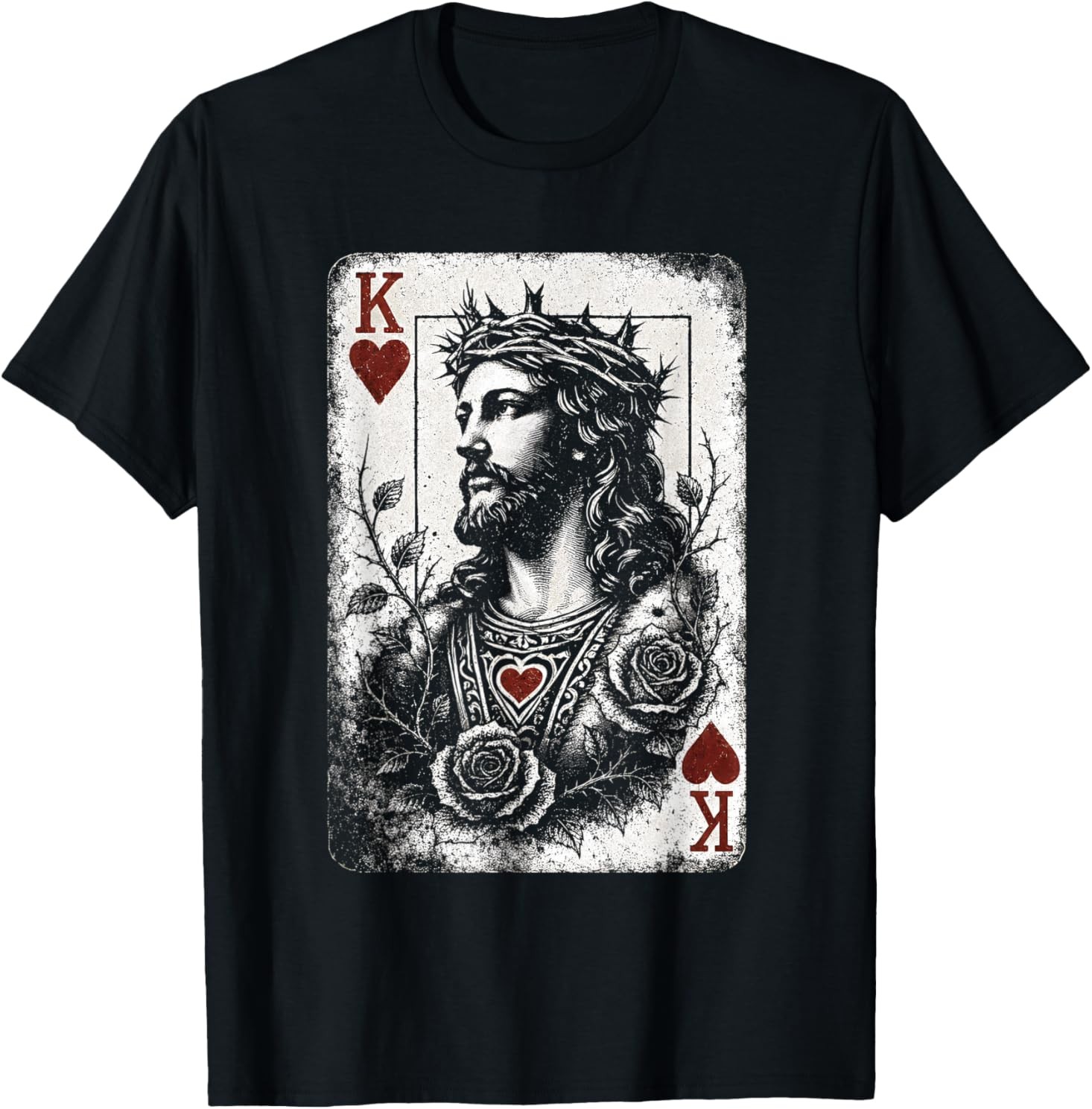 Vintage Jesus Christ King of Hearts Christian Playing Card T-Shirt