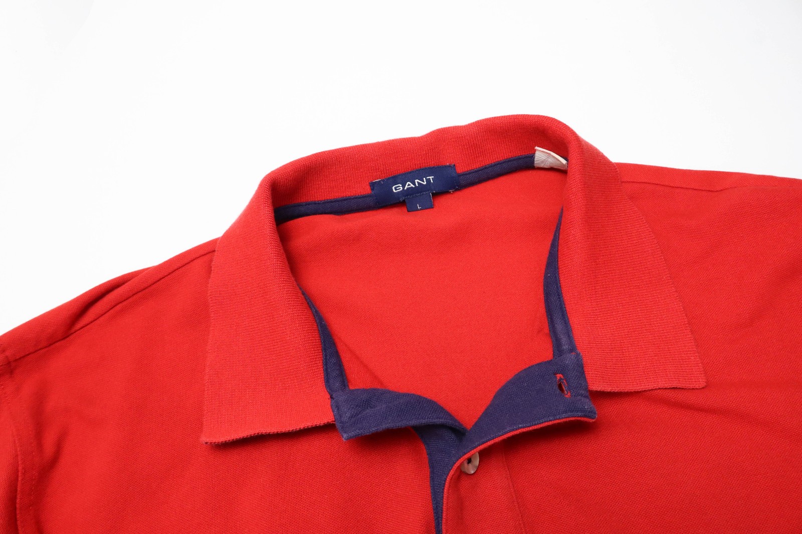 Gant T-Shirt Mens Large Red Short Sleeve Logo 1/4 Button Collared Stretch gallery