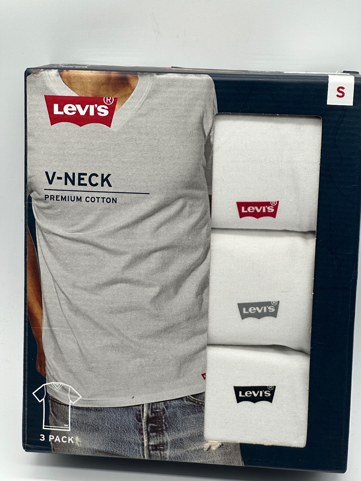 NEW 3/4/5 PACK LEVI'S MENS V-NECK / CREW NECK & TANK WHITE PREMIUM COTTON S /L gallery