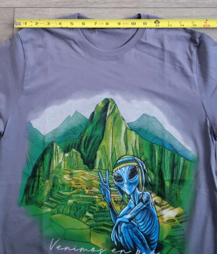 Peruvian Designs T Shirt Unisex Size S ** Machu Picchu Alien - Peruvian Cotton gallery