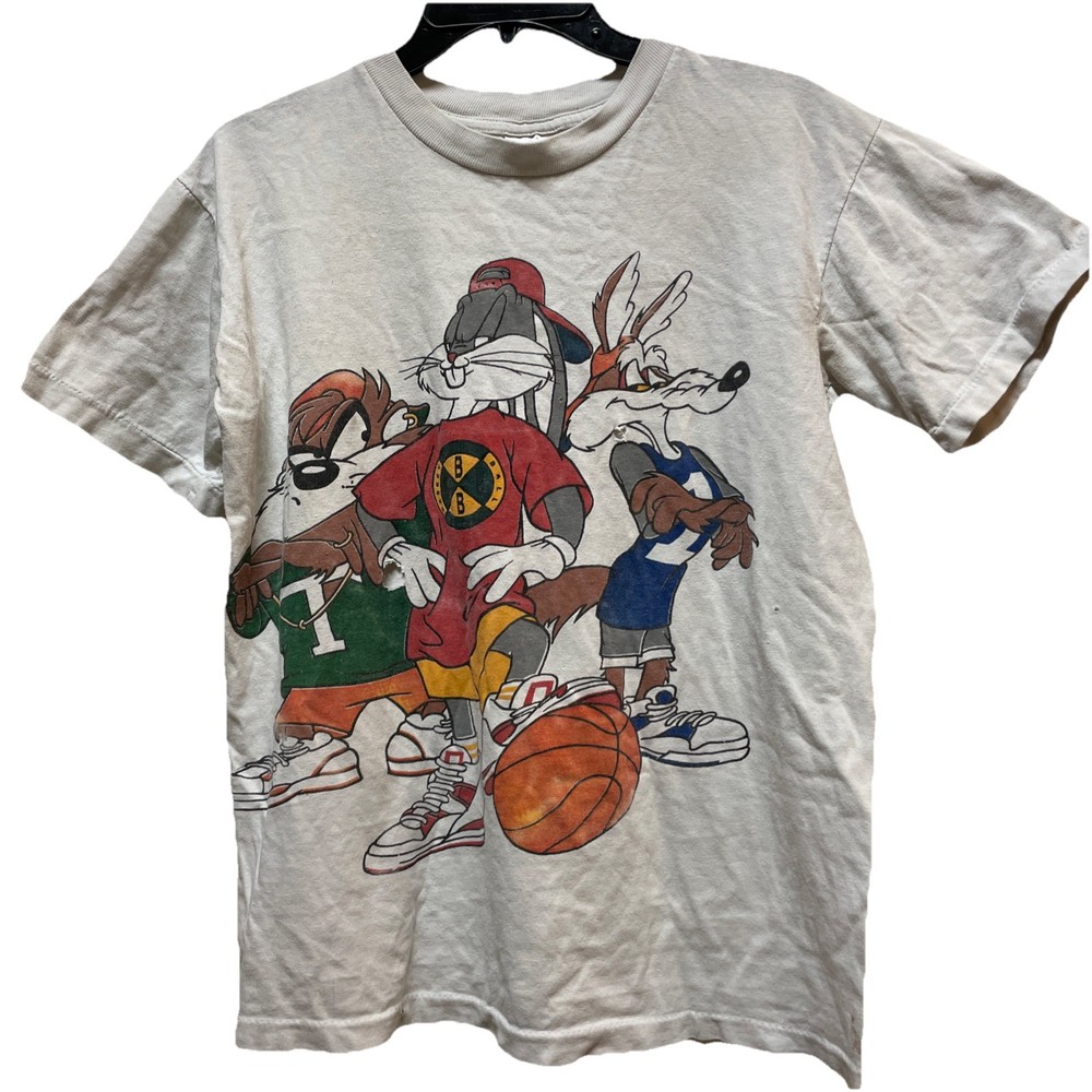 Vintage 90’s Single Stitch Shirt Basketball Bugs Bunny Taz Wile E Coyote Flaws M