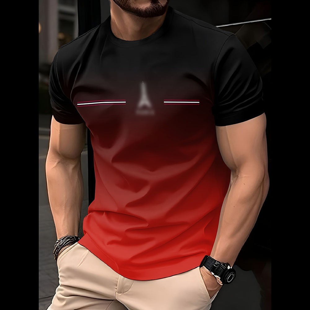 Men's Short Sleeve Casual T-Shirt 3D Printed Polyester Moderate Elasticity gallery