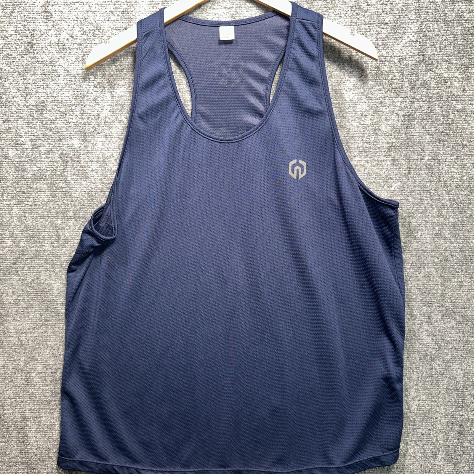NELEUS LOGO Navy Muscle Mesh Tank Top Gym Workout Size XL