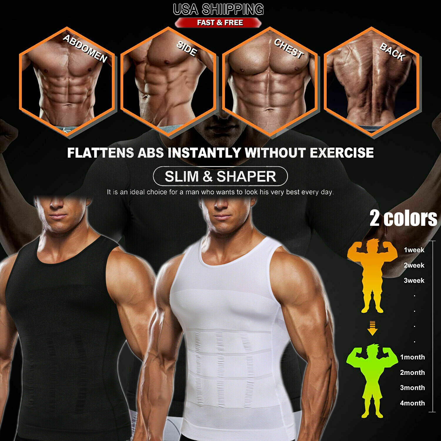 Shaper Men's Body Toning T-Shirt Ultra Durable Vest Compression Underwear Shirts gallery