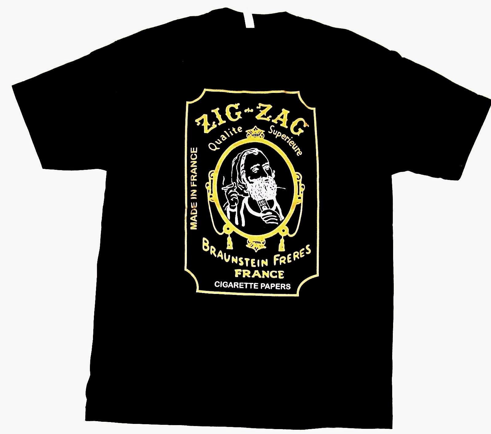 ZIG ZAG T-Shirt Rolling Paper Marijuana Weed Smoking Tee Men Black New S-5XL