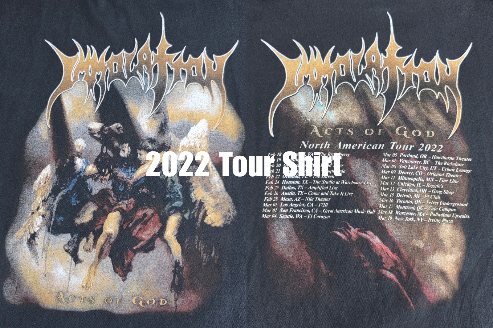 IMMOLATION Acts of God XL T-Shirt 2022 US Tour Dates Rare OUT OF PRINT Descent gallery