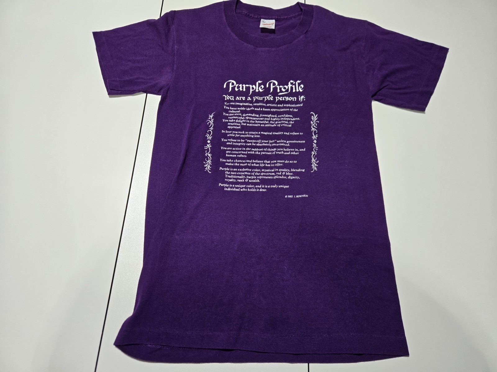 Vintage 80s Purple Person Profile People M T-Shirt Single Stitch Berenson 1982